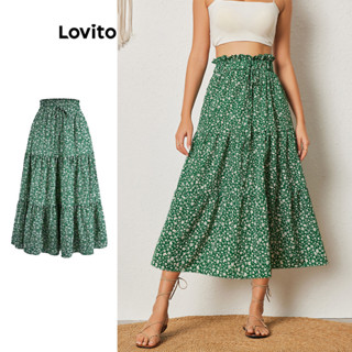 Lovito Saias Boho Ditsy Floral Em Camadas Com Babados E Bainha Para Mulheres LBL08339