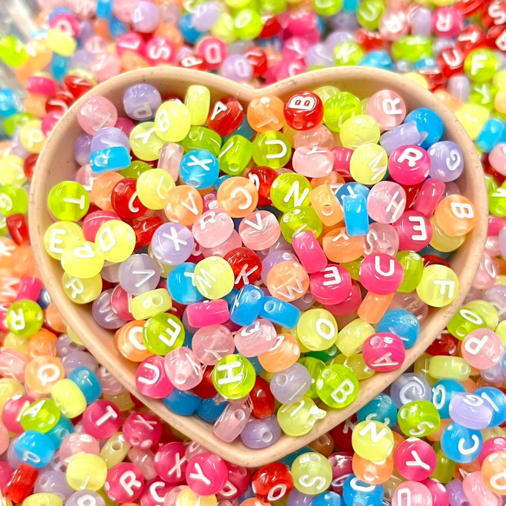 250un Miçangas Infantil Letras Transparente Redonda Alfabeto em Oferta na Shopee