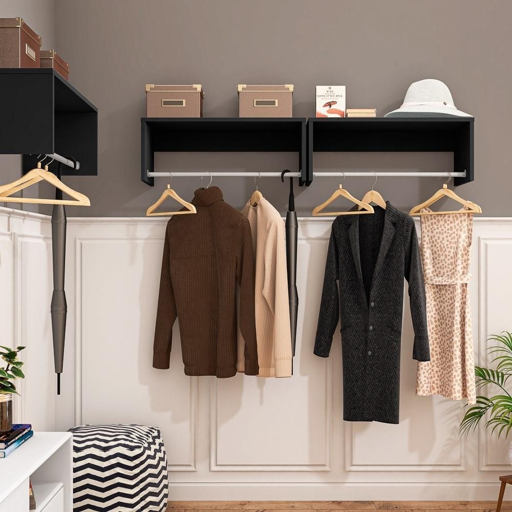 Nicho Cabideiro Suspenso Berlim Preto - Lumil Móveis em Oferta na Shopee