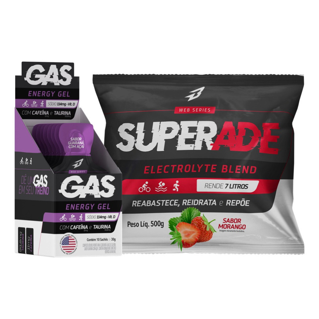 Gas Carbo Gel 10 Sachês + Superade Repositor Isotônico 500g - Health