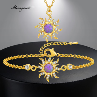 Meaeguet 2Pcs Colar Girassol Púrpura Gargantilha E Pulseira Conjunto De Jóias Para Meninas em Oferta na Shopee