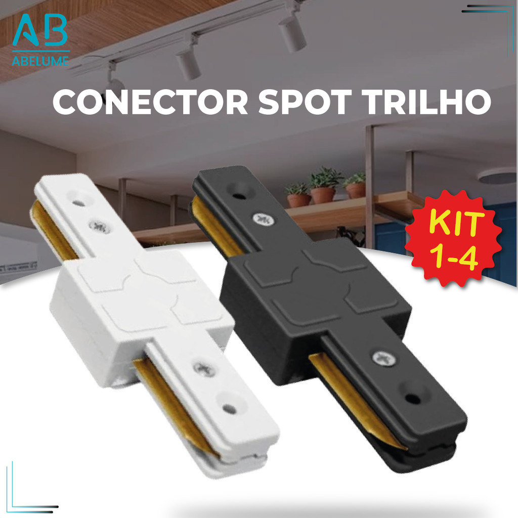 Conector para trilho de Spot Trilho nas cores Branco e Preto em Oferta na Shopee