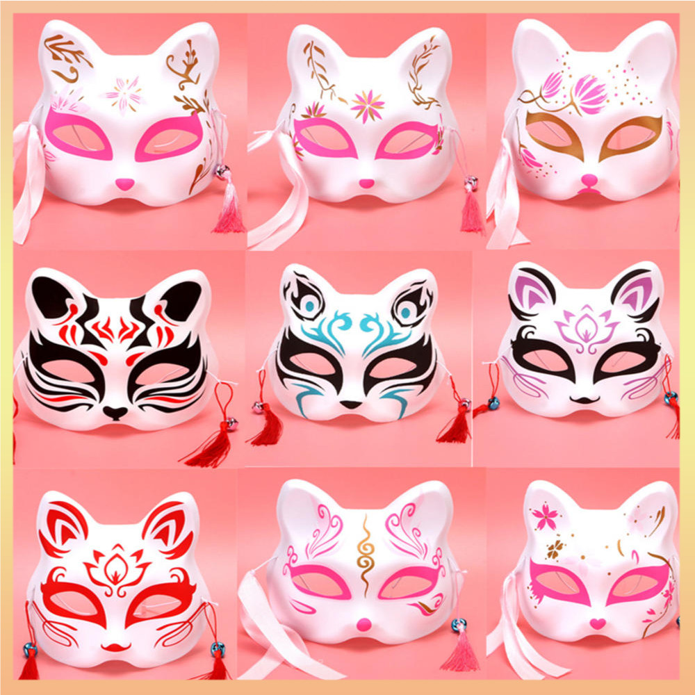 Máscaras De Anime Foxes Máscara Japonesa Cosplay Rave Gato Demoníaco De Meia Cara Festa em Oferta na Shopee