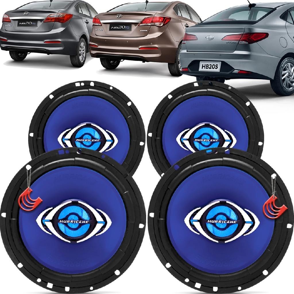 Kit Alto Falantes Dianteiros e Traseiros Hyundai HB20S 2012 até 2022 - Hurricane Class 520w