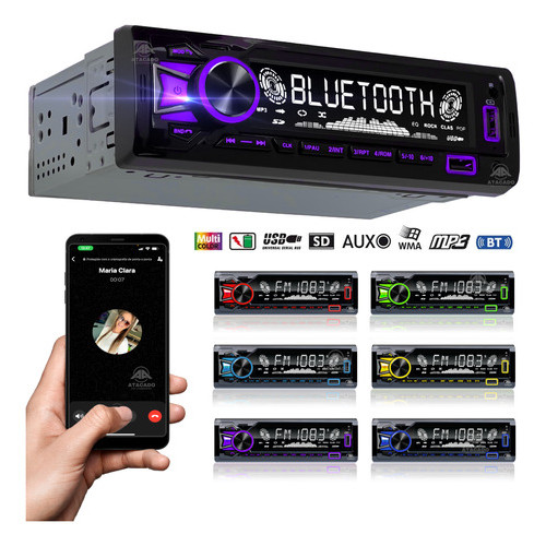 Radio Automotivo Bluetooth Aparelho de Som potente MP3 entrada SD USB pendrive melhor q soni