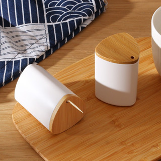 Porta Palito Nórdico Minimalista Criativo com Tampa de Bambu em Oferta na Shopee