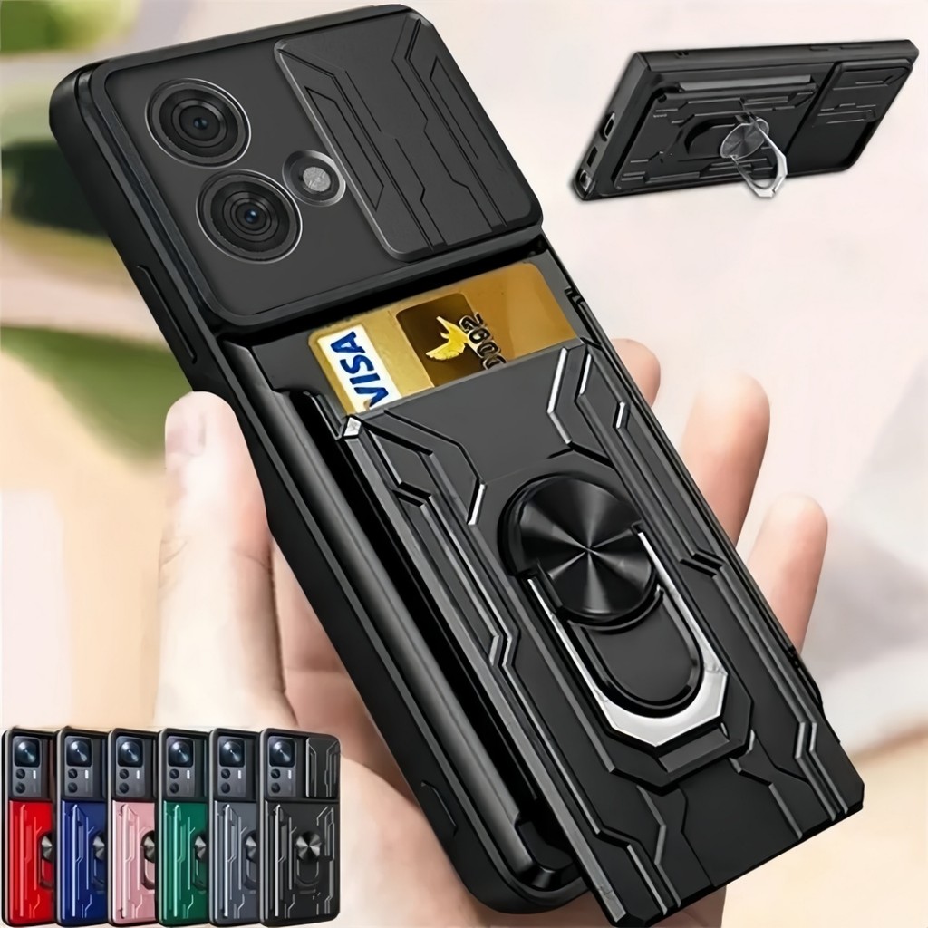 Capa Para Motorola Moto Edge 70 60 50 40 Fusion G56 G86 G15 G55 G85 G14 G54 G84 Slide Suporte Anel Câmera De Grau Milita