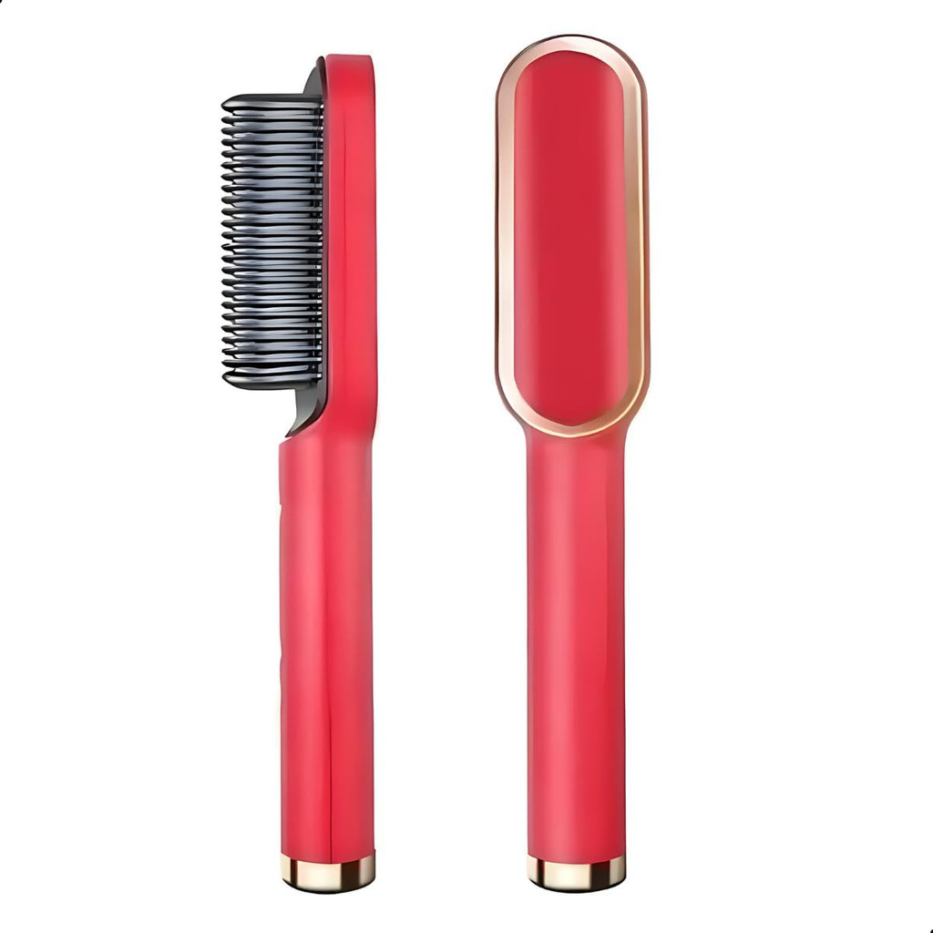 Pente Escova Alisadora Chapinha Secadora Bivolt Profissional Cor Vermelho 127/220v