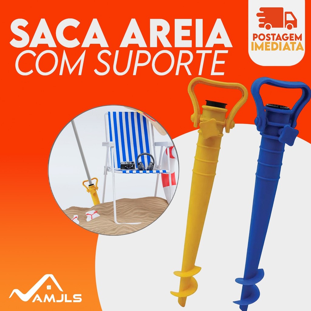 Saca Areia Com Suporte Furador Para Guarda Sol Alta Pressão Praia Verão