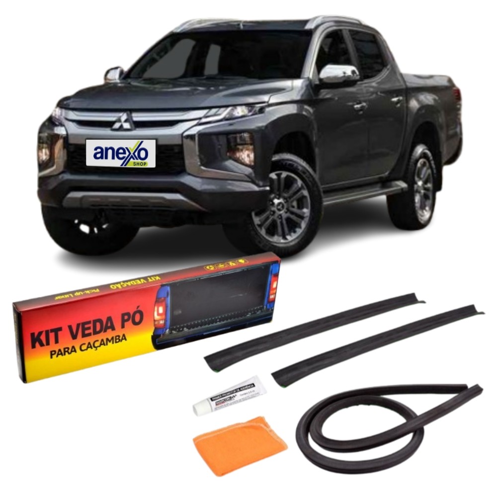 Kit Vedação Tampa Caçamba Mitsubishi L200 Triton Sport 2017 a 2020 Veda Pó Protetor de Sujeira e Líquidos