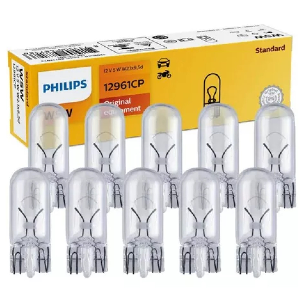 10 Lâmpadas Philips 12961CP W5W 12V Luz Freio Placa Lanterna em Oferta na Shopee