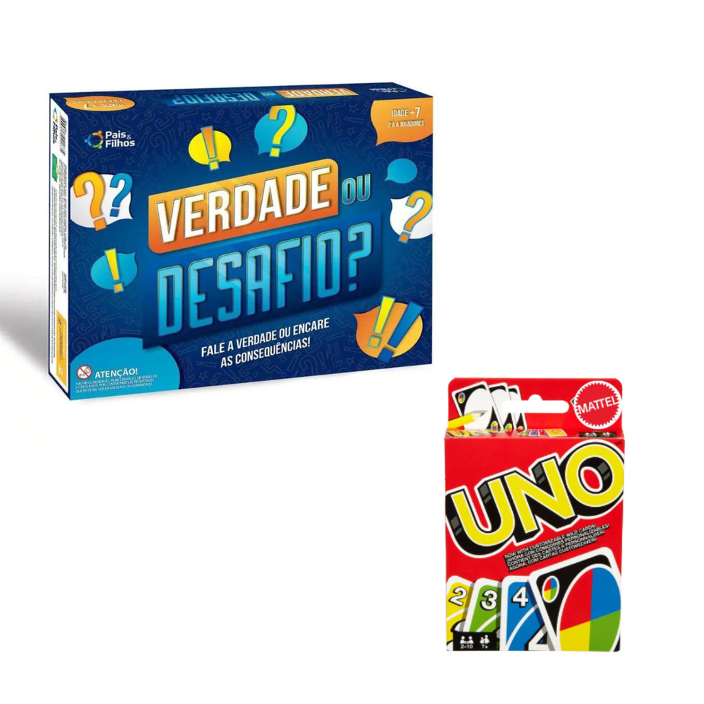 Kit Uno Jogo De Cartas Baralho + Jogo Verdade ou Desafio