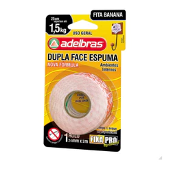 Fita Dupla Face Espuma 24x2mm Adelbras - Blister com 1 Unidade