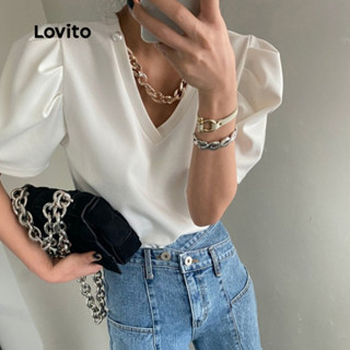 Lovito Camiseta Elegante Com Corrente Lisa Para Mulheres L77ED210