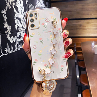Caixa Xiaomi Redmi Nota 10 Pro 5G 10T Poco M3 4G 5G X3 GT 5G Pequeno Padrão De Flor Com Bracelete De Quatro Folhas À Prova De Choque