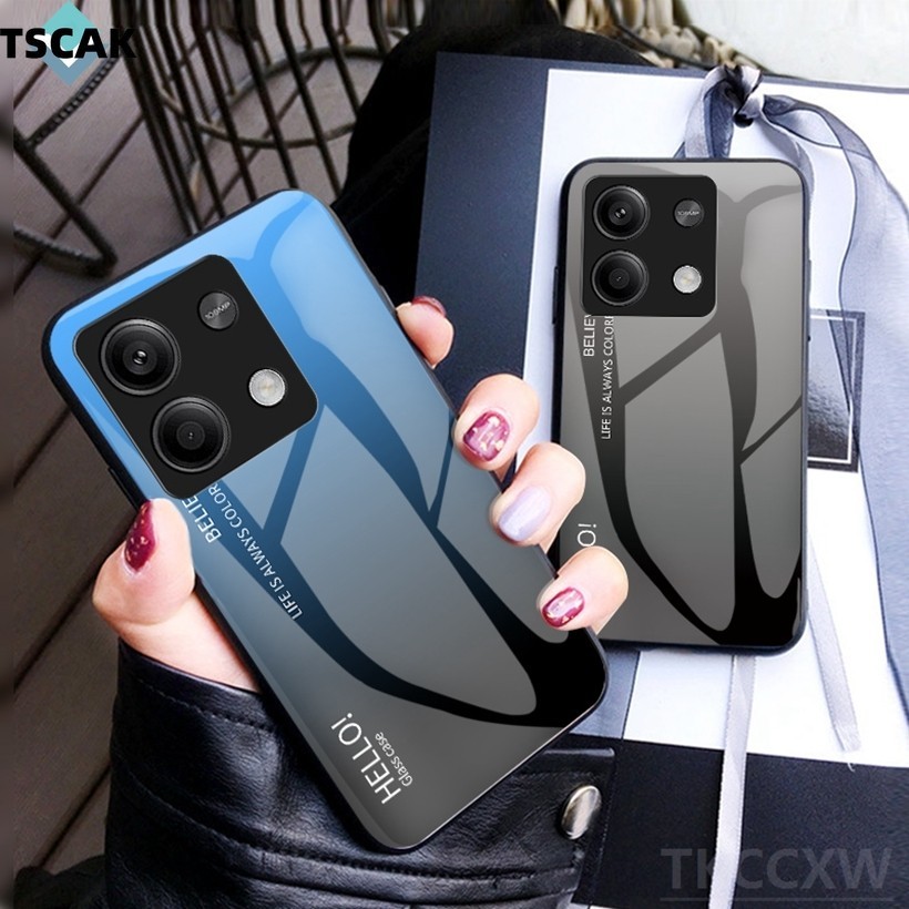 Para Xiaomi Poco X6 Pro M6 13T Caixa Telefônica Gradiente De Vidro Temperado Capa Dura De Silicone