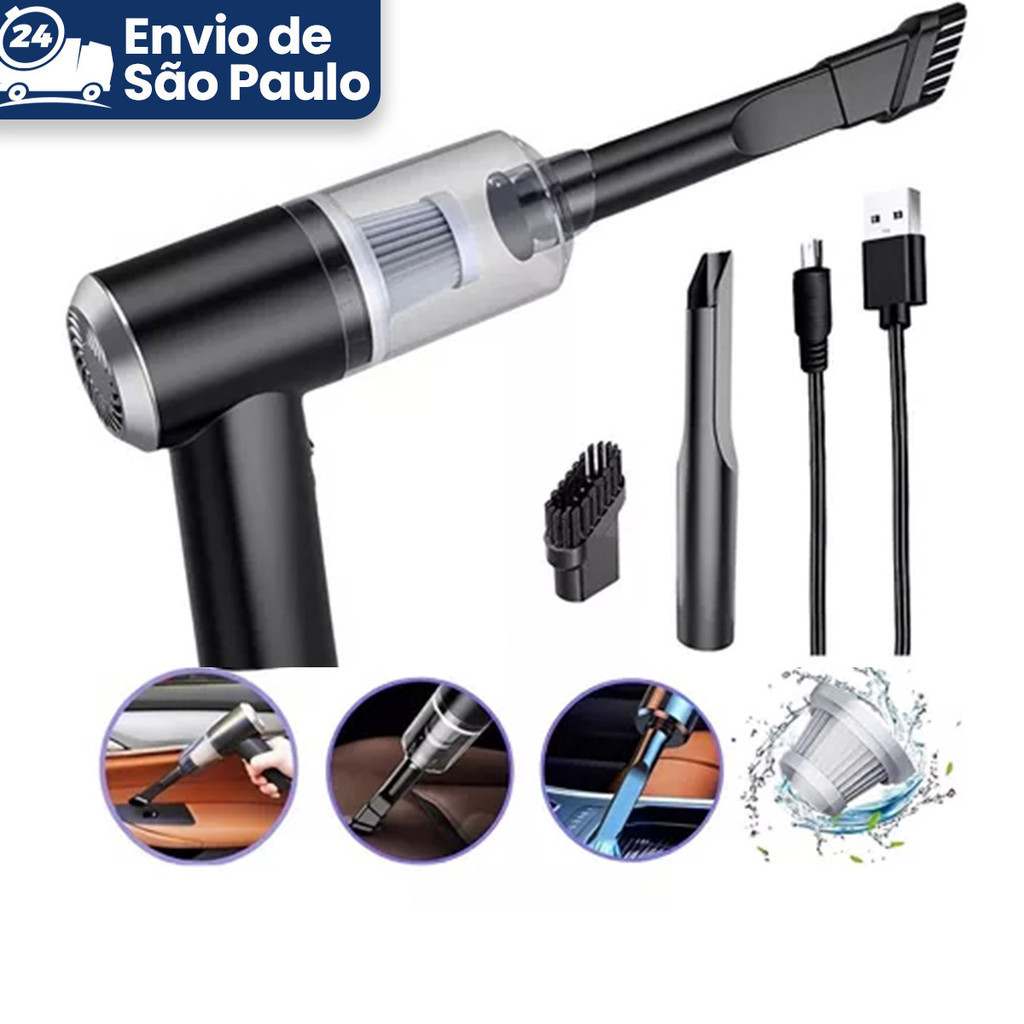 Mini Aspirador De Pó Usb Portátil Automotivo Potente Recarregável Sem Fio Carro E Casa 200...