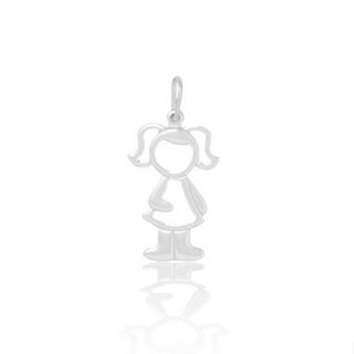 Pingente menina - 13mm x 28mm - Prata 925