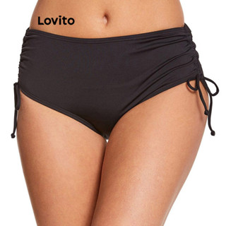 Lovito Parte de Baixo de Biquíni Sexy com Amarração Frontal para Mulheres LNL36052 (Branco/Rosa/Azul)