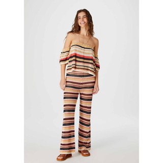 Calça Feminina Pantalona Listrada Em Tricô Hering em Oferta na Shopee