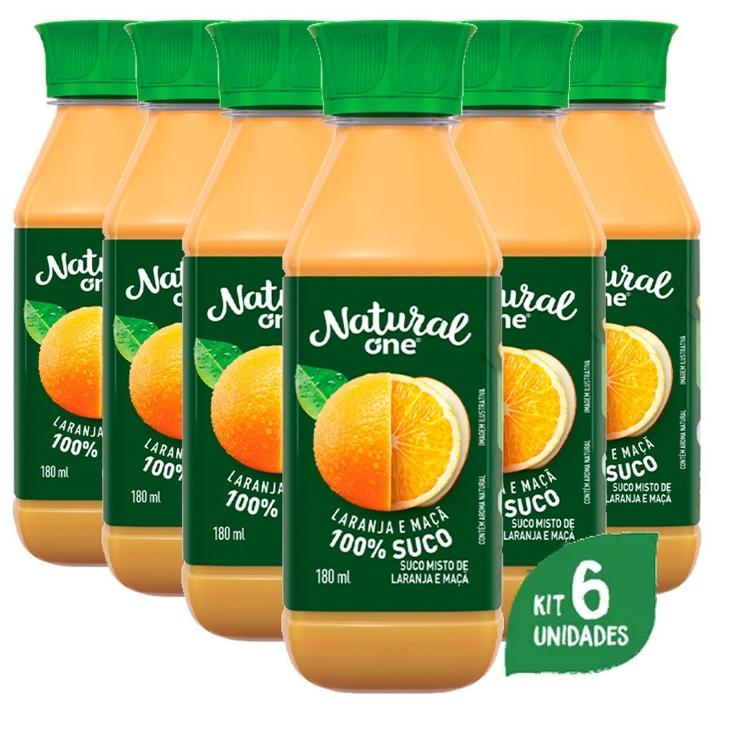 Suco Natural One Laranja e Maçã Ambiente 180ml (6 Unidades)