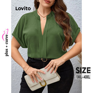 Lovito Blusa Feminina Plus Size Curva Elegante Manga Dolman Lisa LBL08196