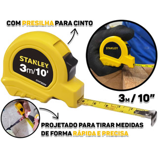 Trena Básica Com Freio Manual Revestida 3 Metros Construção Marcenaria Profissional Stanley em Oferta na Shopee