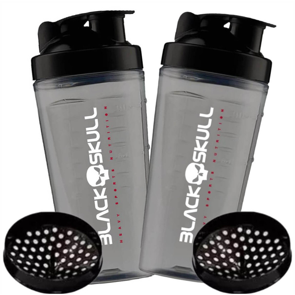 2x Coqueteleira Black Skull 800ml Transparente Fumê - Shakeira Copo  Bater Suplementos na Academia