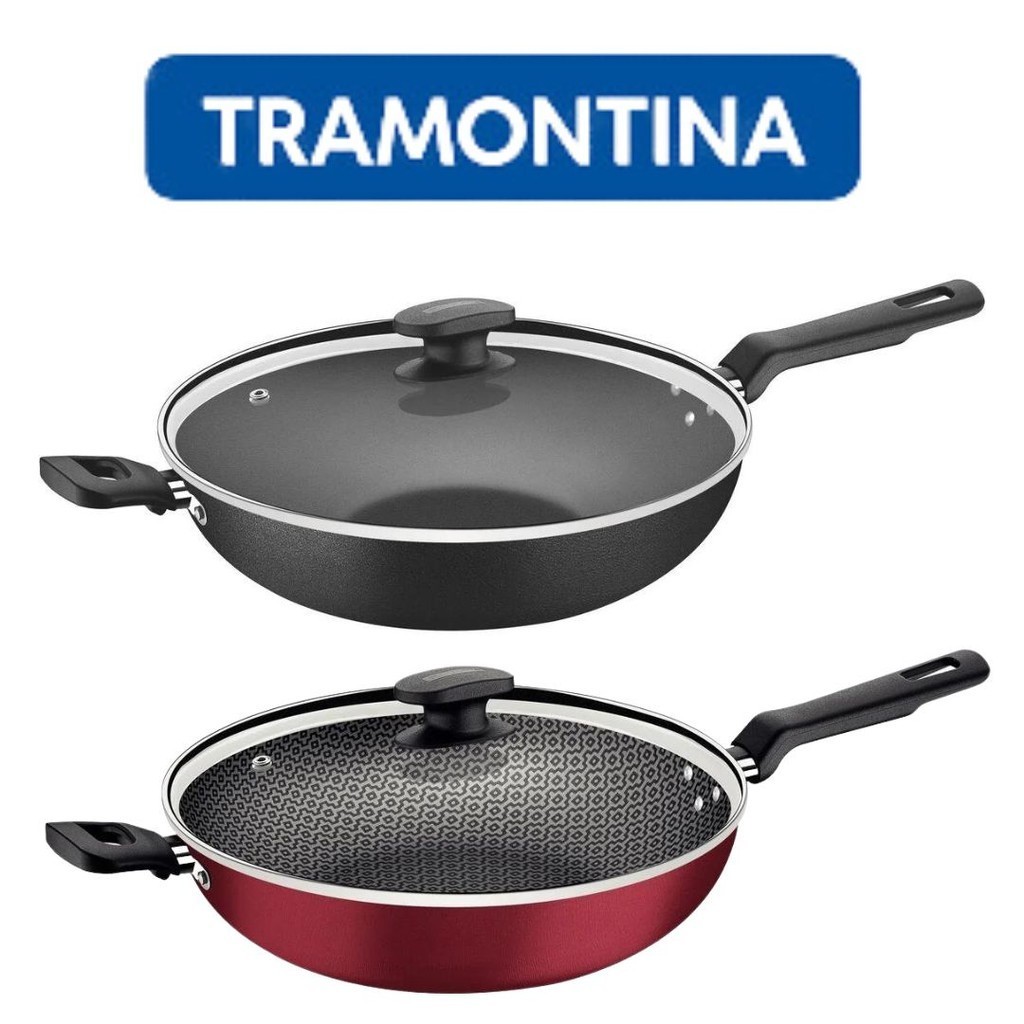 Wok Frigideira Funda 3,3 Litros Com Tampa Antiaderente 28 Cm  - Tramontina