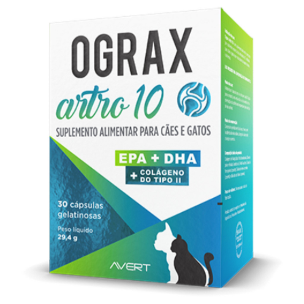 Ograx Artro 10 Suplemento Colágeno Para Cães E Gatos Avert