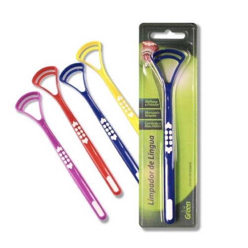 Raspador de Língua - escova higienizadora para limpeza da língua - dental - Green