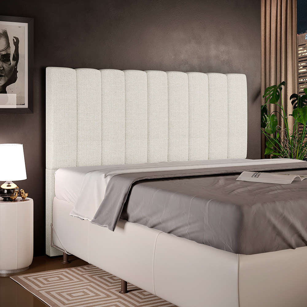 Cabeceira Cama Box Queen 160 cm Dália W01 Linho Champagne - Lyam Decor em Oferta na Shopee