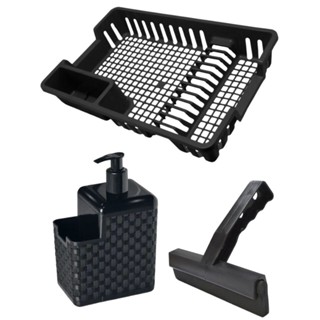 Kit Escorredor de Louças Pratos + Porta Detergente + Rodinho Rodo de Pia em Oferta na Shopee