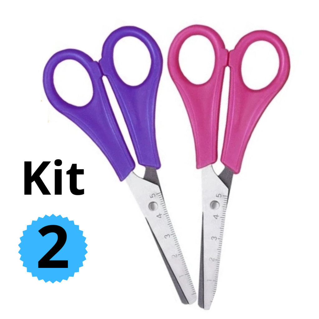 Kit 2 Tesouras Escolar Infantil 13cm Sem Ponta Masterprint