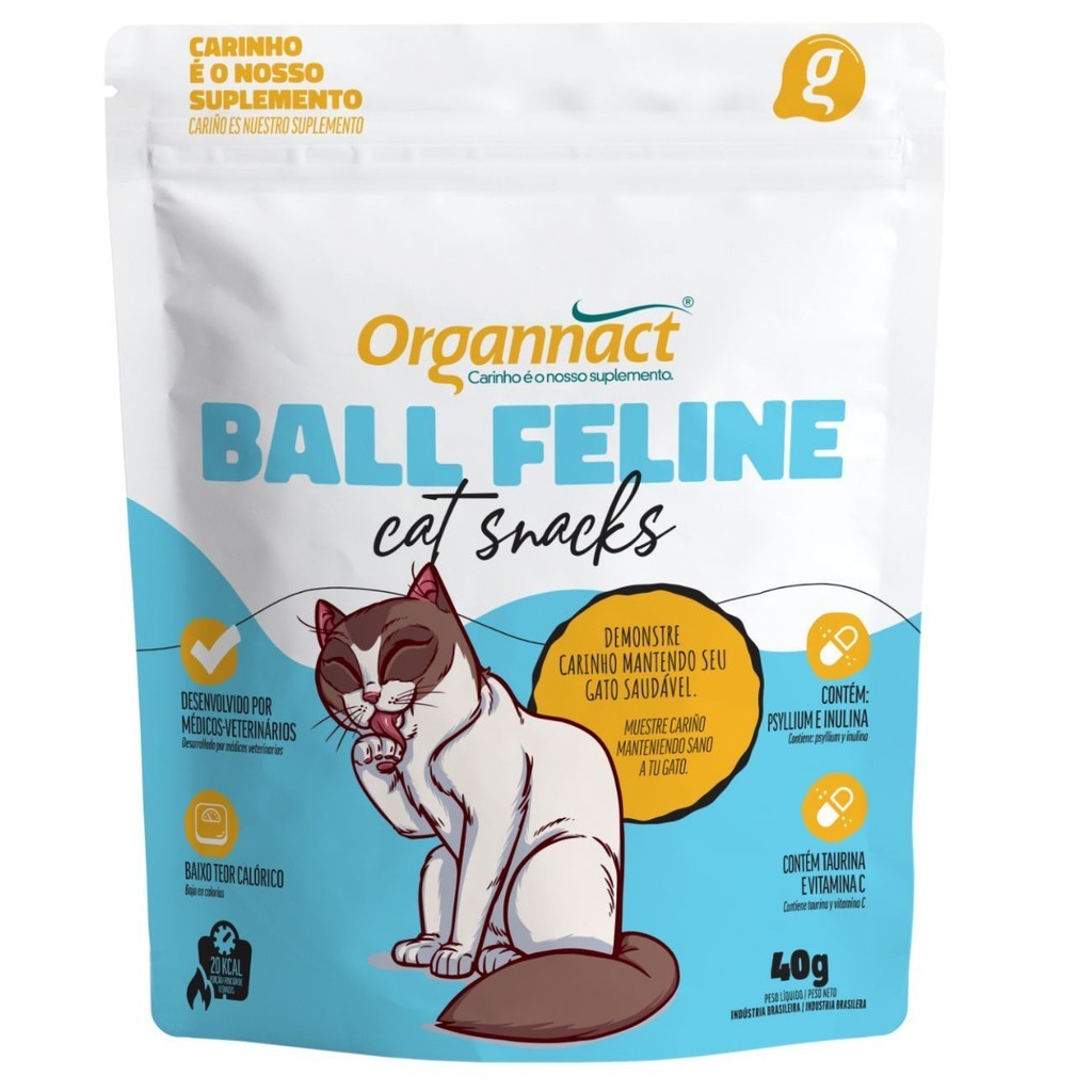 Petisco Ball Feline Cat Snacks 40g Organnact