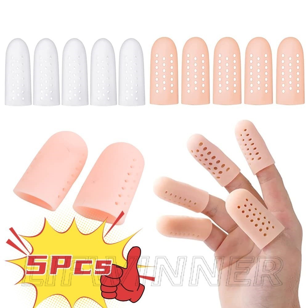 5Pcs Alívio Da Dor De Calos , Bolhas , Unhas Dos Pés Encravadas-Cuidados Com Os-Capa De Silicone Para Dedos-Macia , Respirável-Protetor De Furos De Ar
