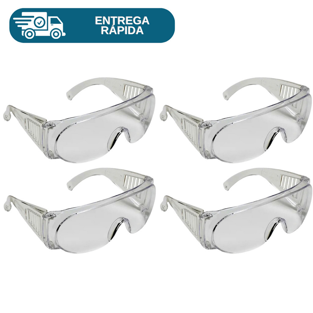 Kit 4 Oculos De Proteção Sobrepor Óculos De Grau Pro Vision Carbografite Segurança Epi Para Obras