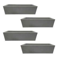 Kit 4 Jardineiras de Planta Cinza 37x15 Floreira Polietileno