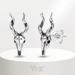Vnox Punk Rock Brincos Masculinos , Gothic Goatic Goat Metal Head Skeleton Earstuds Gift Jewelry