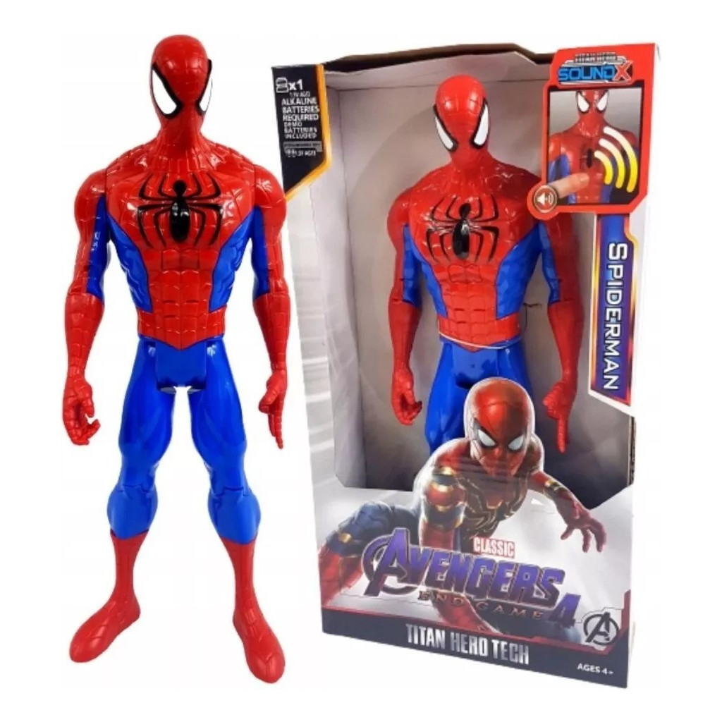 Boneco Homem Aranha Vermelho E Azul Luz E Som 30cm
