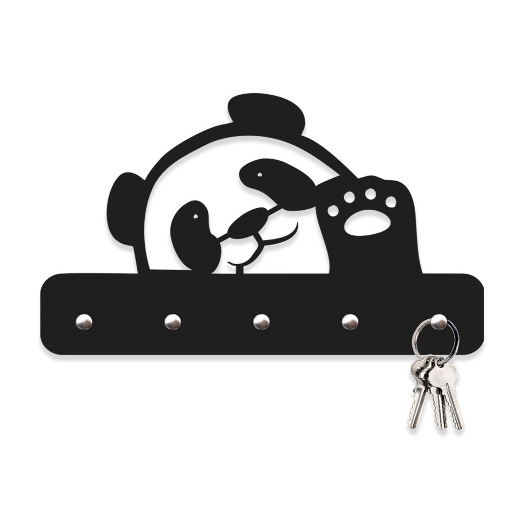 Porta Chaves Panda em Mdf Vazado de 3mm Preto Fosco em Oferta na Shopee