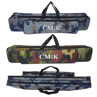 Bolsa para Vara de pesca Camuflada CMIK - 90cm C/ Ziper - 3 Divisórias - Tecido Resistente.