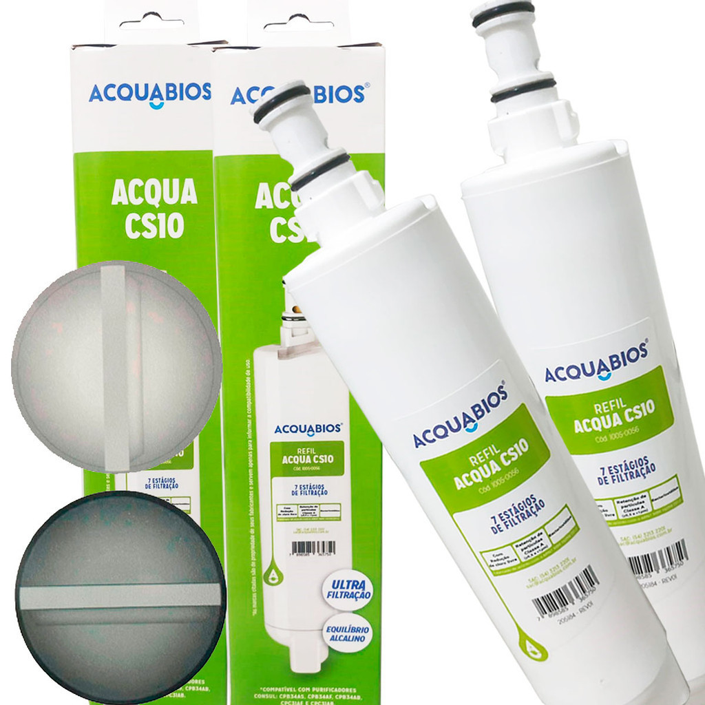 Kit 2 Filtro Refil Classe A compatível Purificador Consul CPB33 CIX07 CIX08 com Acabamento Adesivo