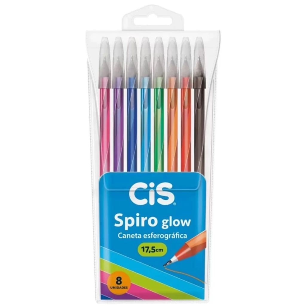 Caneta Esferográfica Cis Spiro Glow 0,7mm Colorida Ponta Agulha Ultra Fina 8 cores em Oferta na Shopee