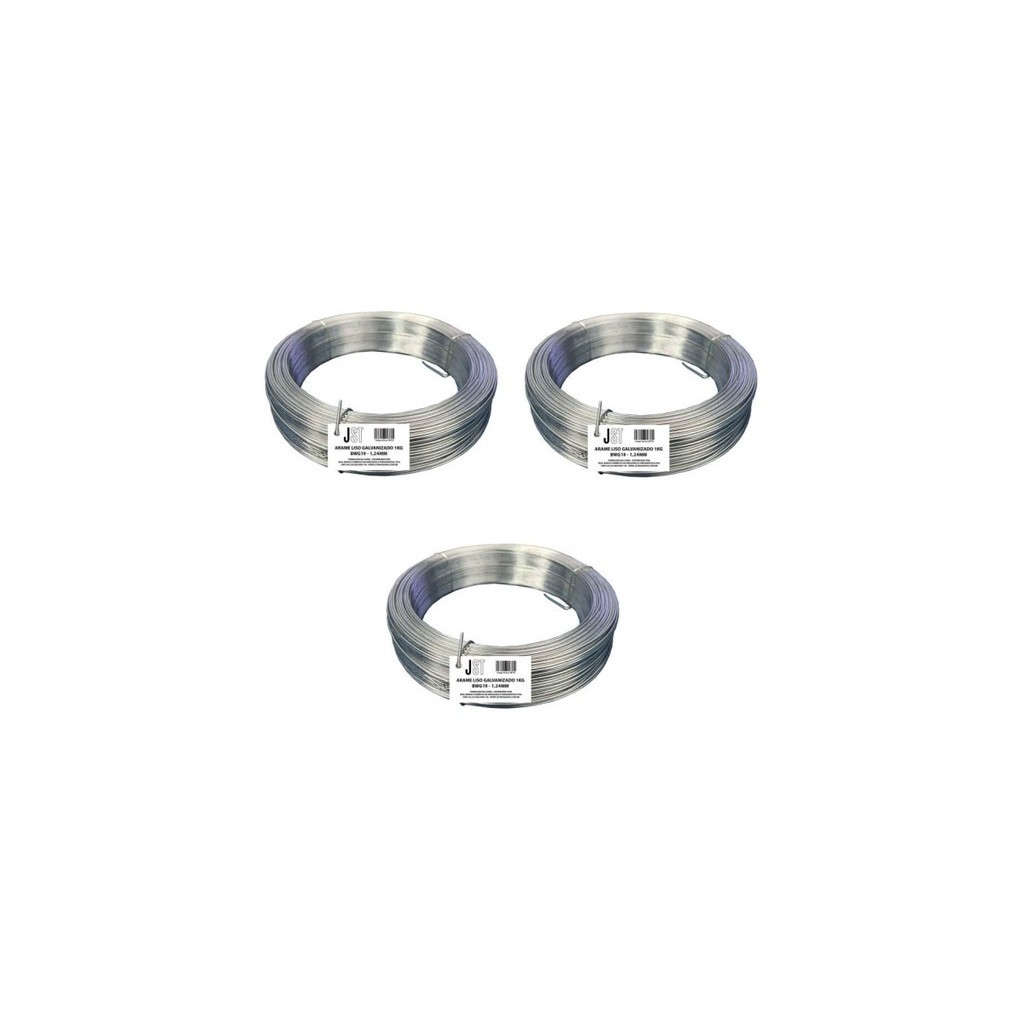 Kit com 3 KG de Arame Liso Galvanizado - BWG18-1,24MM - JST