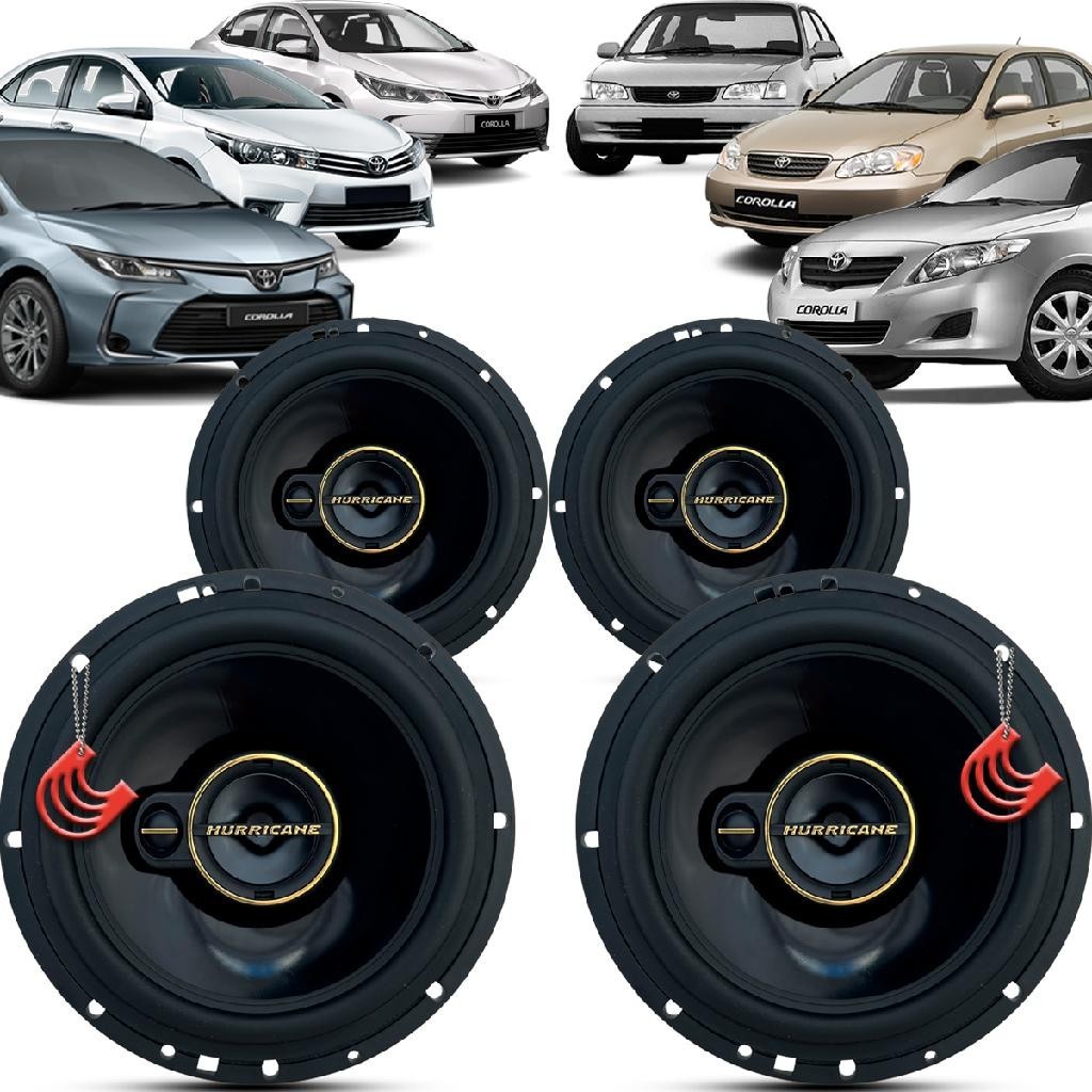 Kit Alto Falantes Dianteiros e Traseiros Toyota Corolla 1999 até 2022 - Hurricane Aurum 480w