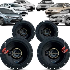 Kit Alto Falantes Dianteiros e Traseiros Toyota Corolla 1999 até 2022 - Hurricane Aurum 480w