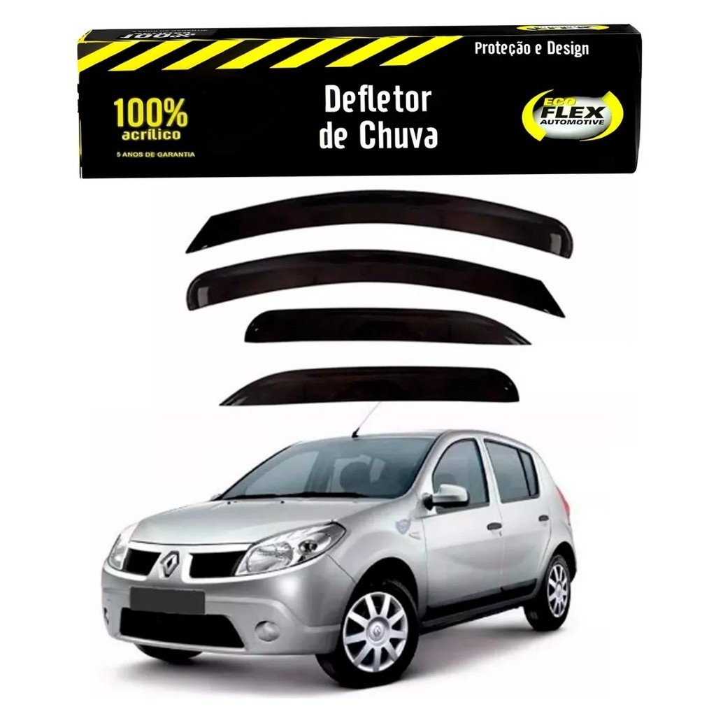 JOGO CALHA DEFLETOR CHUVA RENAULT SANDERO 1.0 1.6 2007 A 2014 - Spare Parts and Accessories for Vehicles