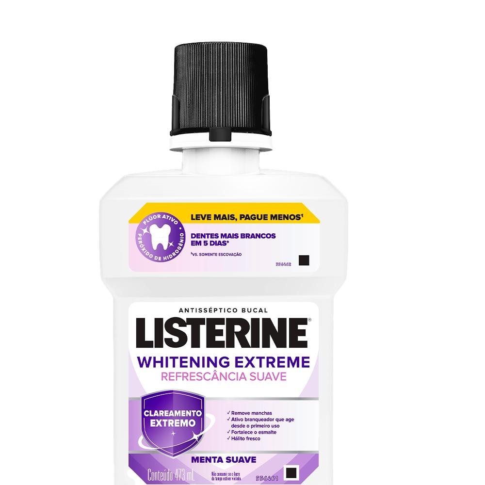 Enxaguante Bucal Listerine Whitening Extreme Menta 473ml em Oferta na Shopee