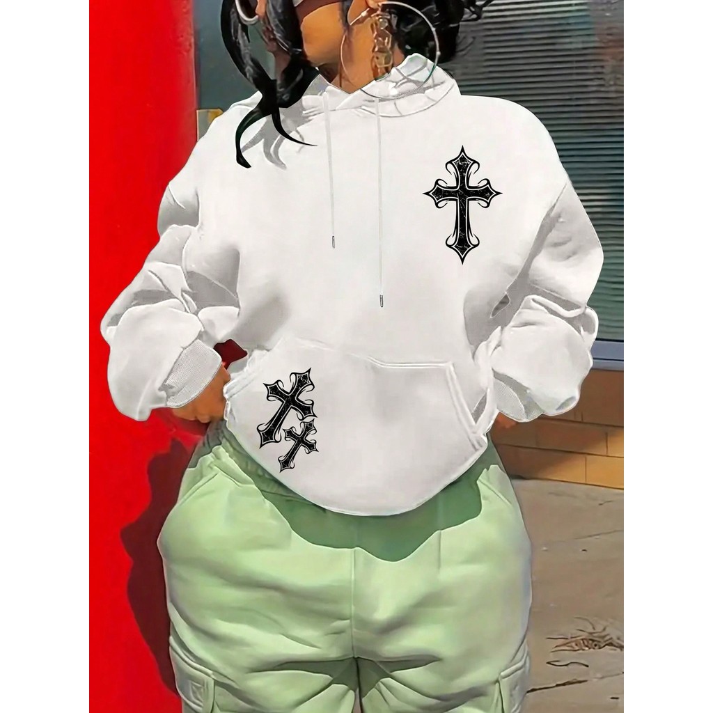 Moletom conguru feminino estampado blusa de frio algodão agasalho manga longa com capuz e bolso. em Oferta na Shopee